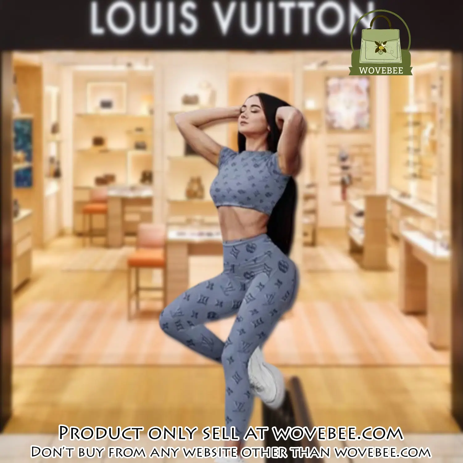 Louis vuitton sportwear combo luxury crop top tshirt and legging for women ctl1001 wvb0814464
